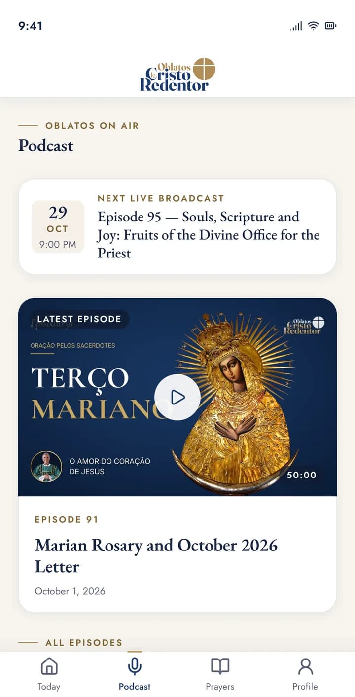 The app's Podcast tab