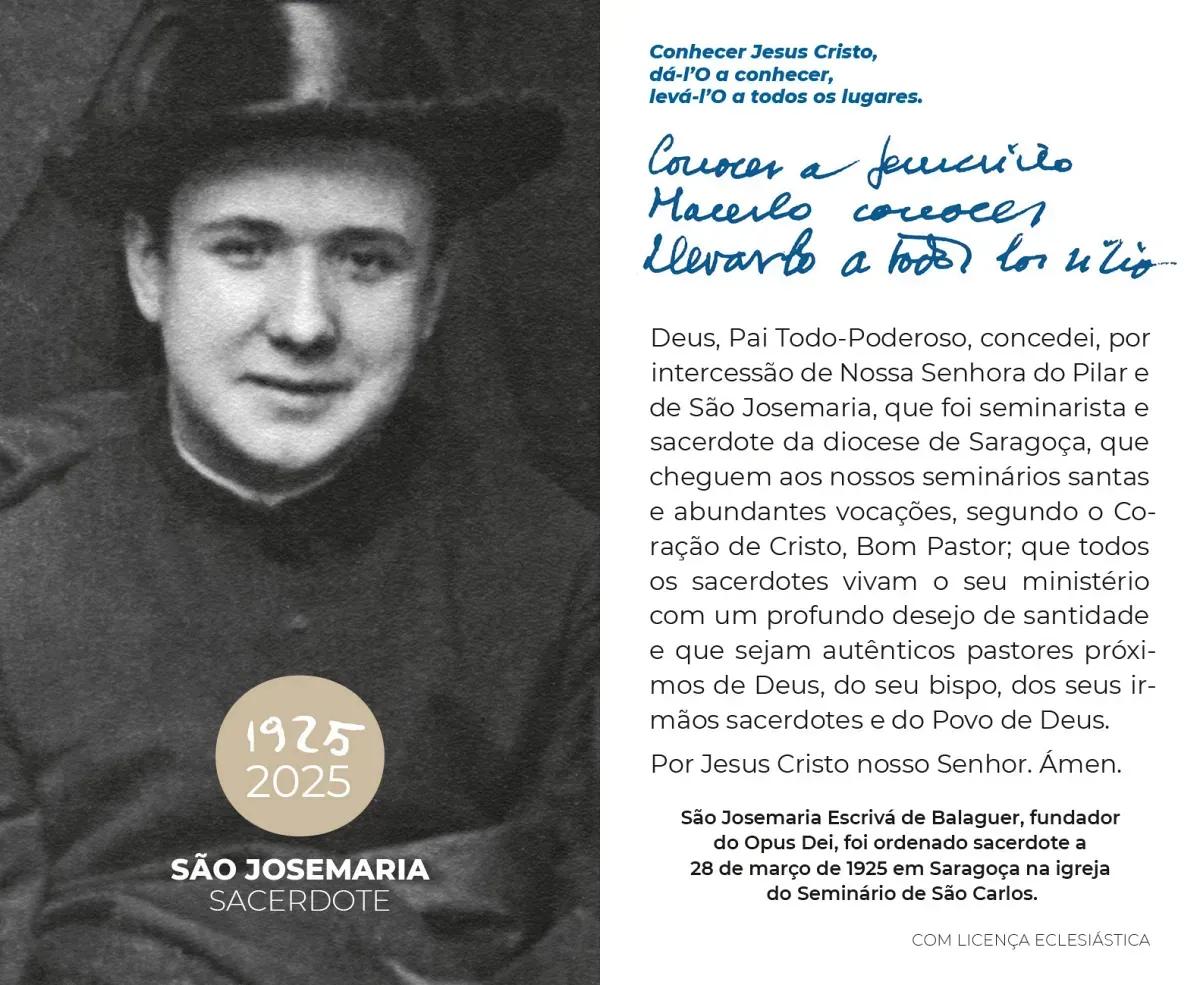 Oração a São Josemaria Escrivá pelas Vocações Sacerdotais